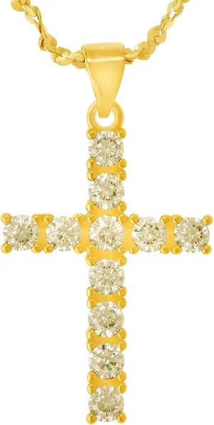 LIFETIME JEWELRY Cubic Zirconia Cross Necklace for Women & Men 24k Gold Plated