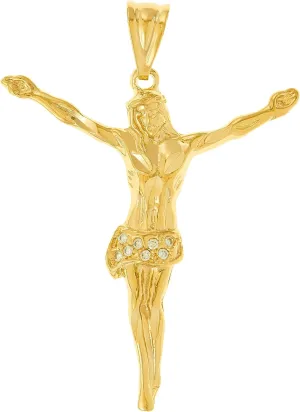 LIFETIME JEWELRY Cubic Zirconia Jesus Pendant Cross Necklace 24k Gold Plated