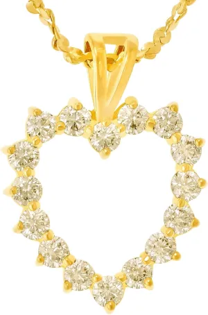 LIFETIME JEWELRY Cubic Zirconia Open Heart Pendant Necklace 24k Real Gold Plated