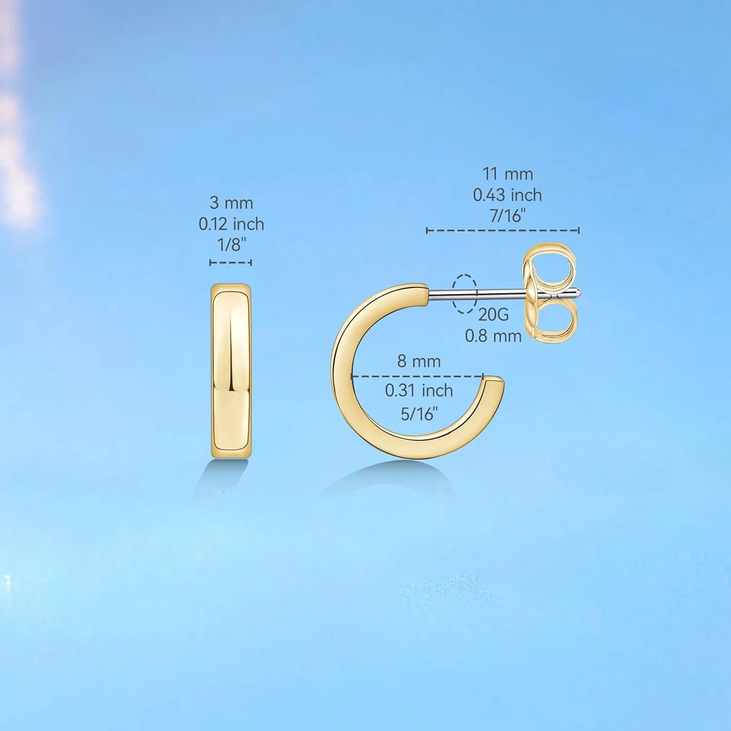 Limerencia Hypoallergenic G23 Pure Titanium Big Post Thin Square Edge Open Hoop | F136 Implant Grade Womens Dainty Hoop Earrings | Lightweight for Sensitive Ears