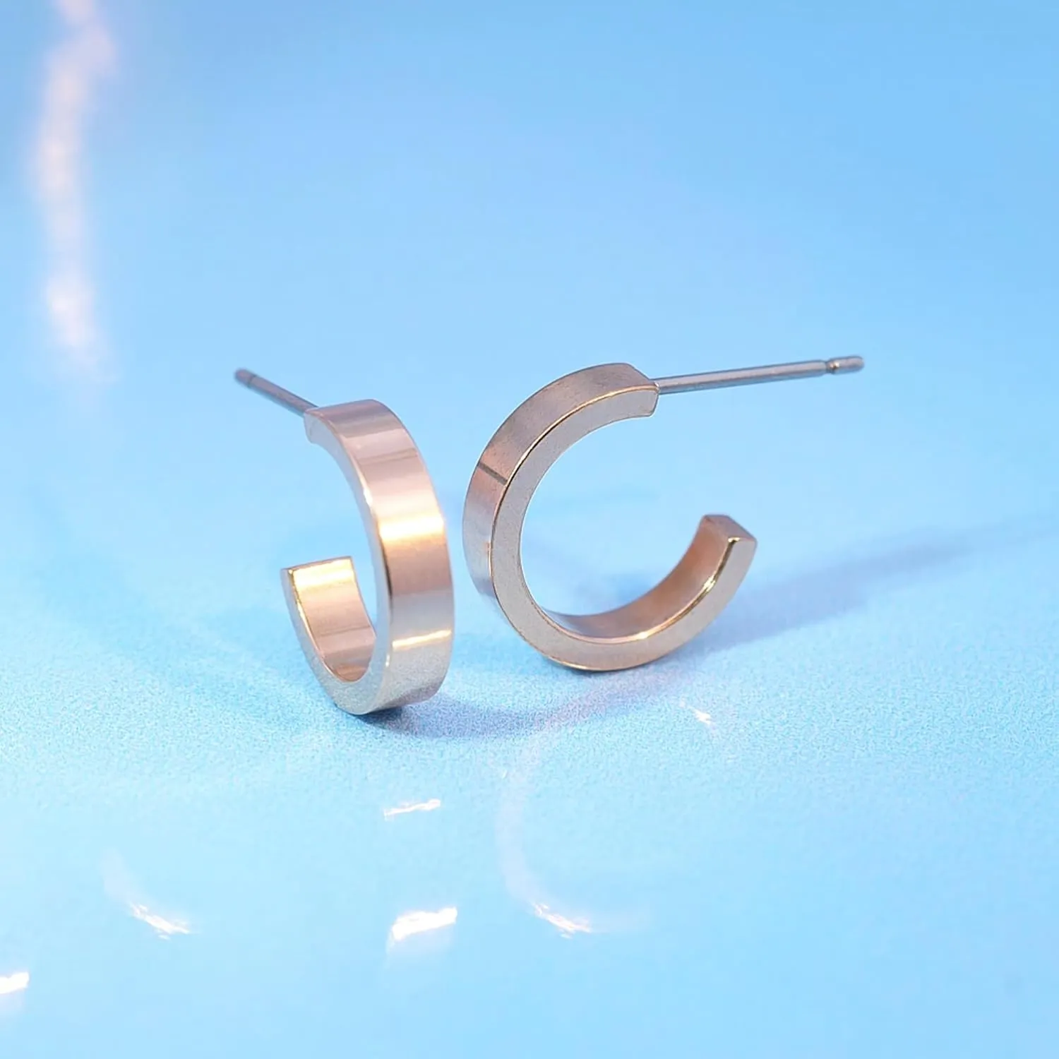 Limerencia Hypoallergenic G23 Pure Titanium Big Post Thin Square Edge Open Hoop | F136 Implant Grade Womens Dainty Hoop Earrings | Lightweight for Sensitive Ears
