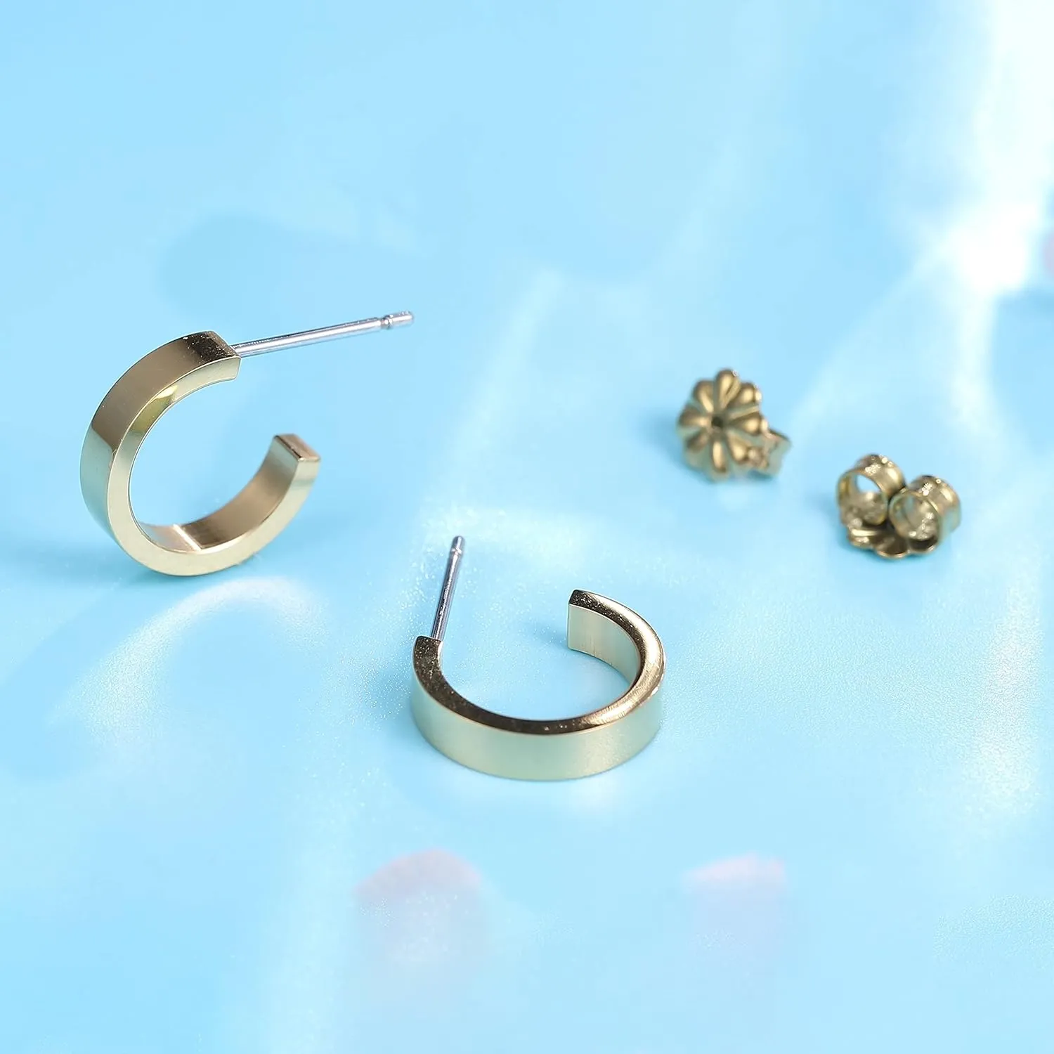 Limerencia Hypoallergenic G23 Pure Titanium Big Post Thin Square Edge Open Hoop | F136 Implant Grade Womens Dainty Hoop Earrings | Lightweight for Sensitive Ears