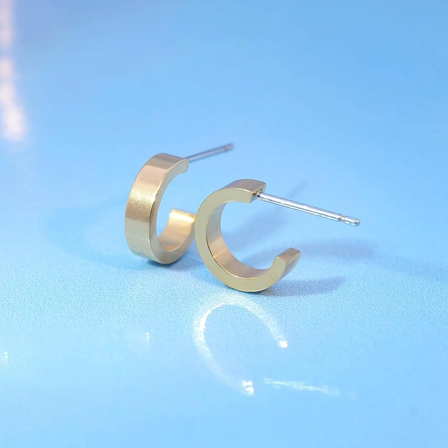 Limerencia Hypoallergenic G23 Pure Titanium Big Post Thin Square Edge Open Hoop | F136 Implant Grade Womens Dainty Hoop Earrings | Lightweight for Sensitive Ears