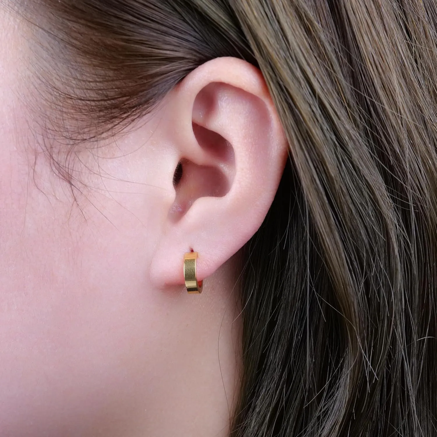 Limerencia Hypoallergenic G23 Pure Titanium Big Post Thin Square Edge Open Hoop | F136 Implant Grade Womens Dainty Hoop Earrings | Lightweight for Sensitive Ears