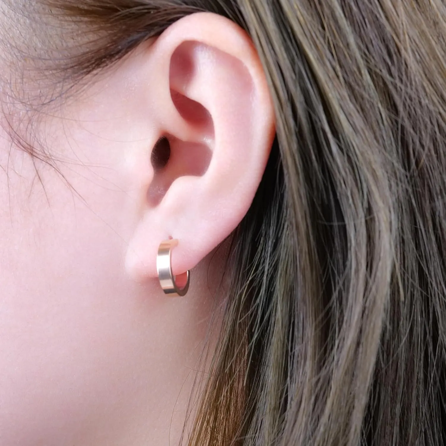 Limerencia Hypoallergenic G23 Pure Titanium Big Post Thin Square Edge Open Hoop | F136 Implant Grade Womens Dainty Hoop Earrings | Lightweight for Sensitive Ears