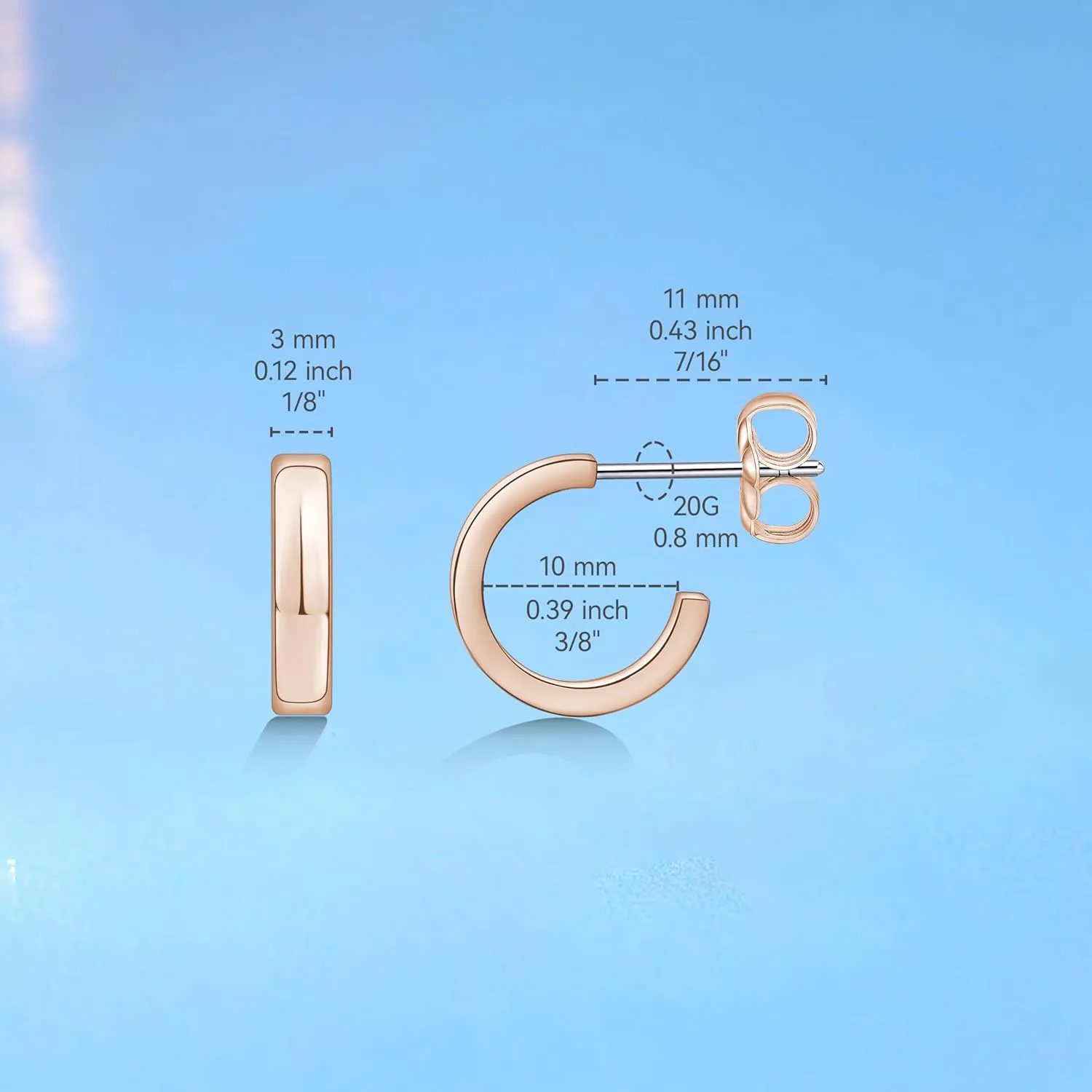Limerencia Hypoallergenic G23 Pure Titanium Big Post Thin Square Edge Open Hoop | F136 Implant Grade Womens Dainty Hoop Earrings | Lightweight for Sensitive Ears