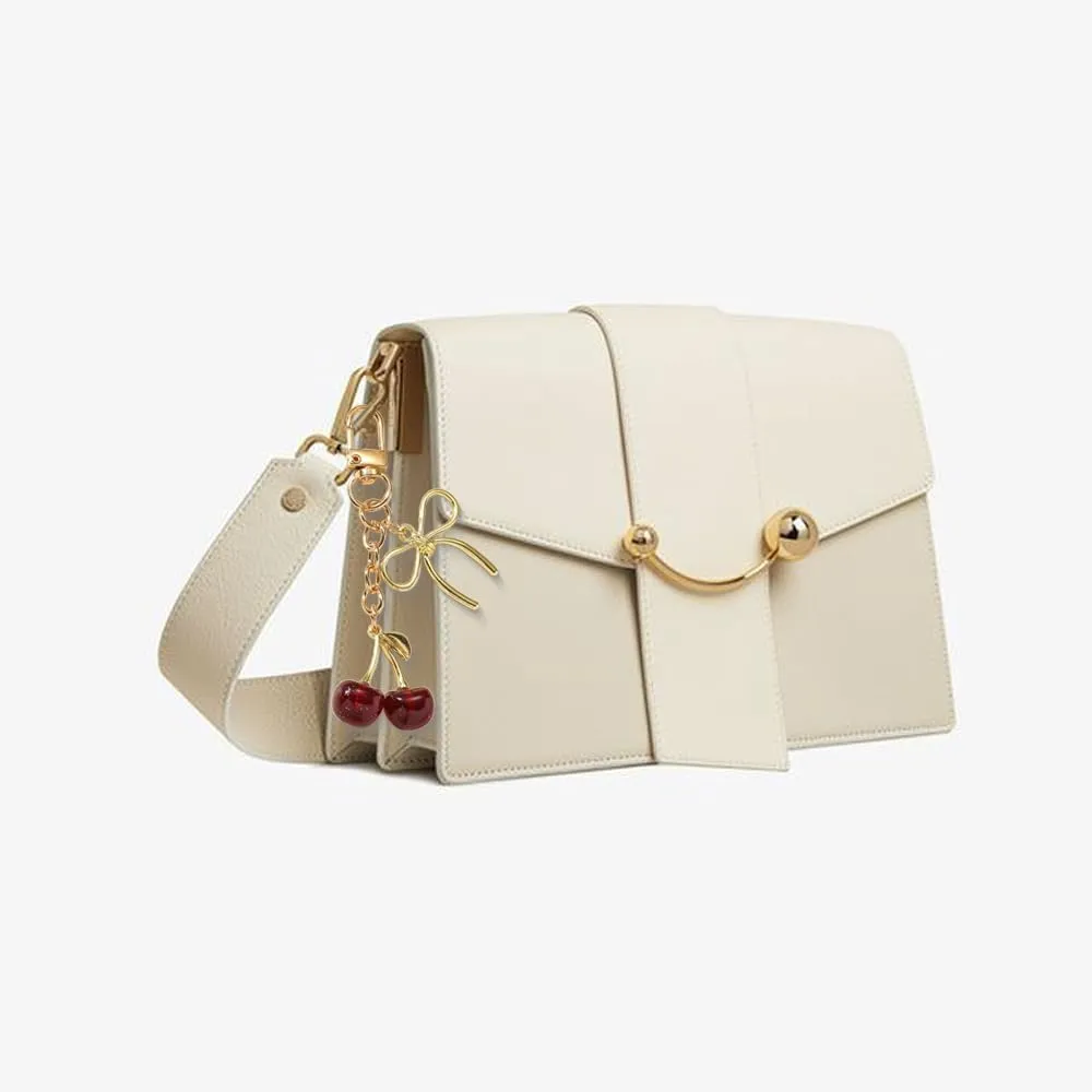 LIU JUN Cherry Keychain For Women, Gold Bow Cherry Keychain Bag Purse Charm Accessories For Women Handbag Jewelry Gift