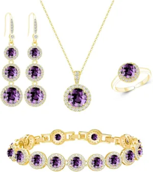 LMXXVJ Jewelry Set for WomenNecklace Earrings Adjustable Ring Bracelet Set Birthday Anniversary Mothers Day Christmas Day Fashion Formal Jewelry Gift Girl/Mom/Wife/Grandmother/Best Friend/Aunt