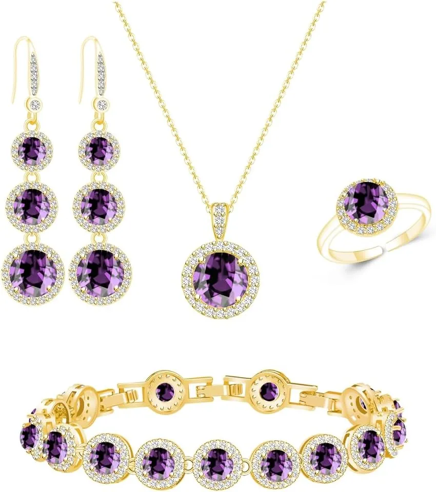 LMXXVJ Jewelry Set for WomenNecklace Earrings Adjustable Ring Bracelet Set Birthday Anniversary Mothers Day Christmas Day Fashion Formal Jewelry Gift Girl/Mom/Wife/Grandmother/Best Friend/Aunt