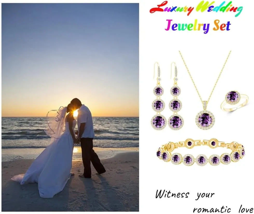 LMXXVJ Jewelry Set for WomenNecklace Earrings Adjustable Ring Bracelet Set Birthday Anniversary Mothers Day Christmas Day Fashion Formal Jewelry Gift Girl/Mom/Wife/Grandmother/Best Friend/Aunt