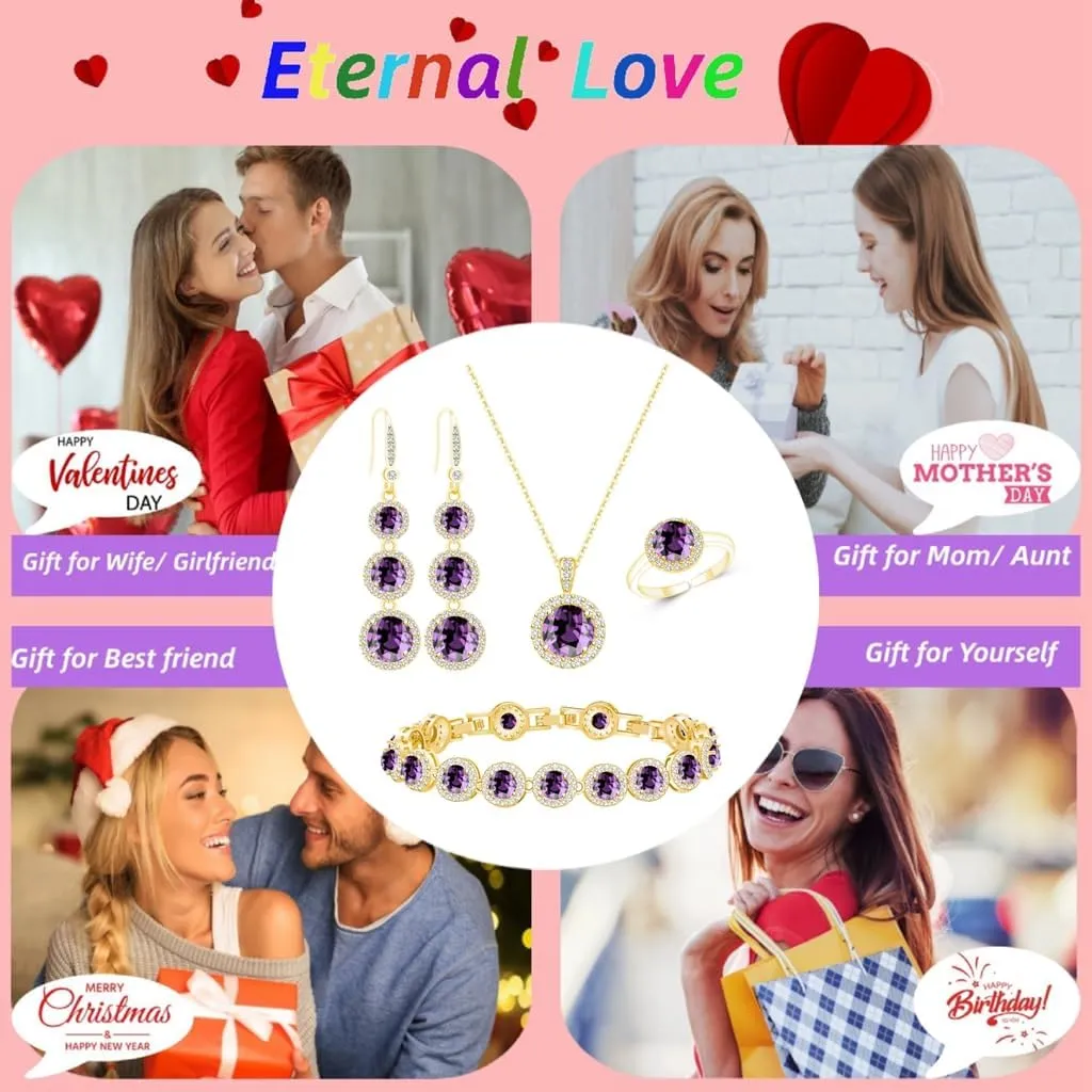 LMXXVJ Jewelry Set for WomenNecklace Earrings Adjustable Ring Bracelet Set Birthday Anniversary Mothers Day Christmas Day Fashion Formal Jewelry Gift Girl/Mom/Wife/Grandmother/Best Friend/Aunt