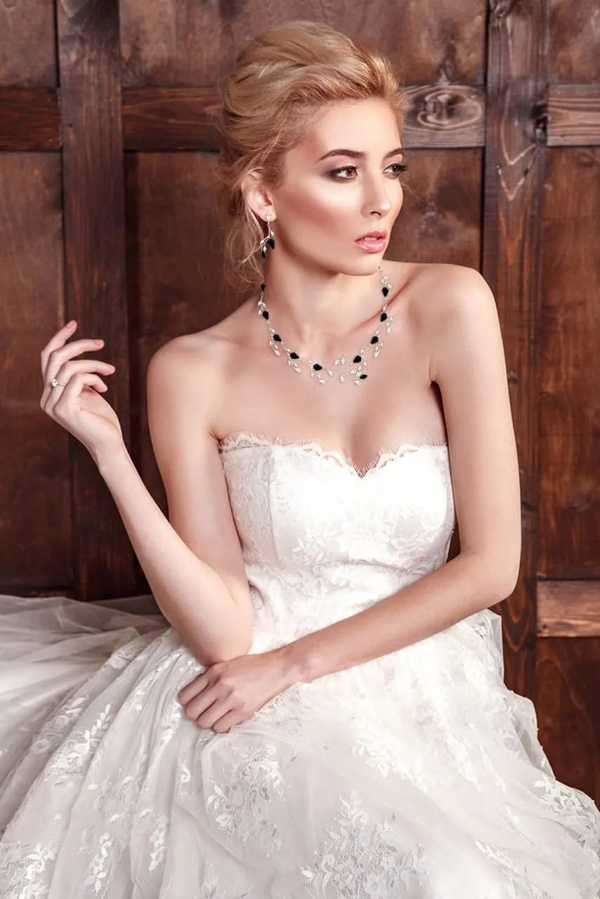 LMXXVJ Wedding Jewelry Set for Women,Teardrop Cubic Zirconia Necklace Earrings Adjustable Ring Bracelet Jewelry Set Formal Jewelry Gift