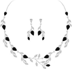 LMXXVJ Wedding Jewelry Set for Women,Teardrop Cubic Zirconia Necklace Earrings Adjustable Ring Bracelet Jewelry Set Formal Jewelry Gift
