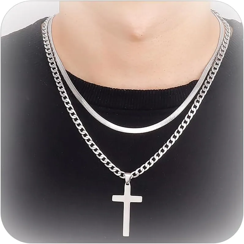 Long tiantian Layered Choker Necklaces Women Trendy orthodox cross necklace men Layered Circle Bar Necklace Christmas Gifts Womens Jewelry Clearance Stocking Stuffers Gifts