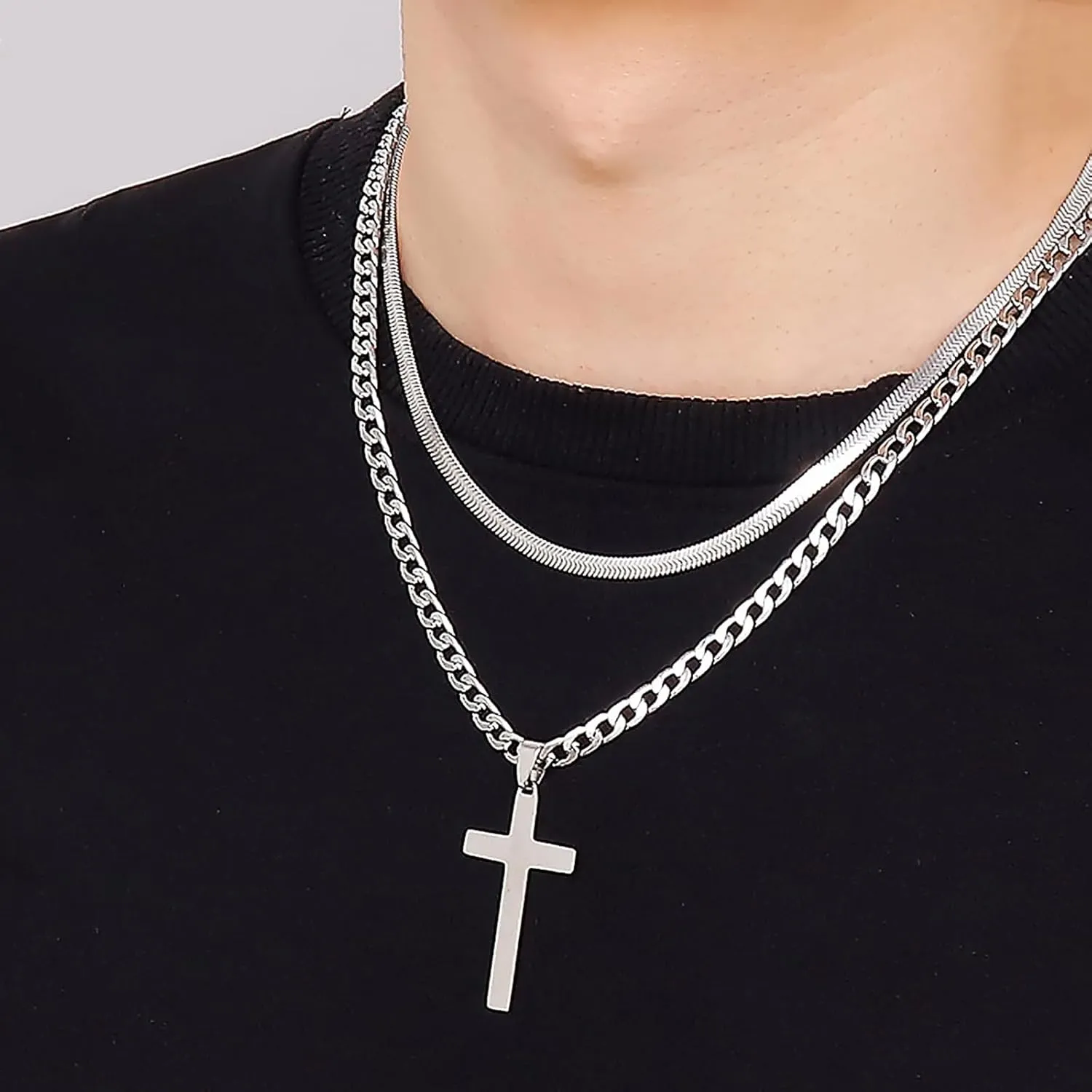 Long tiantian Layered Choker Necklaces Women Trendy orthodox cross necklace men Layered Circle Bar Necklace Christmas Gifts Womens Jewelry Clearance Stocking Stuffers Gifts