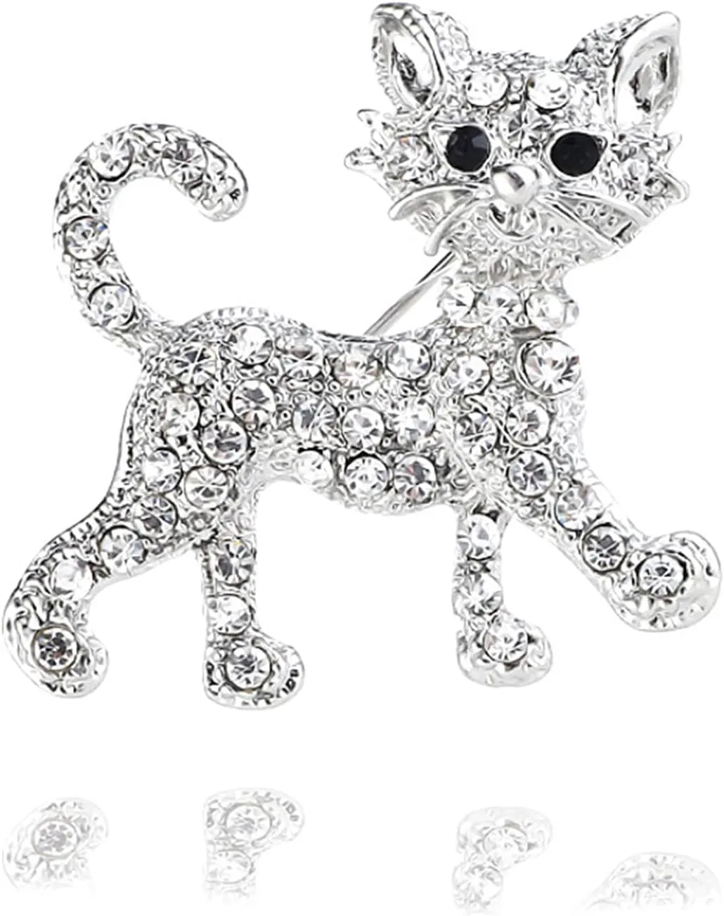 Lovely Crystal Cat Brooch Pin - Sparkling Rhinestone Kitty Brooch Pin for Pet Lovers - Pet Memorial Jewelry