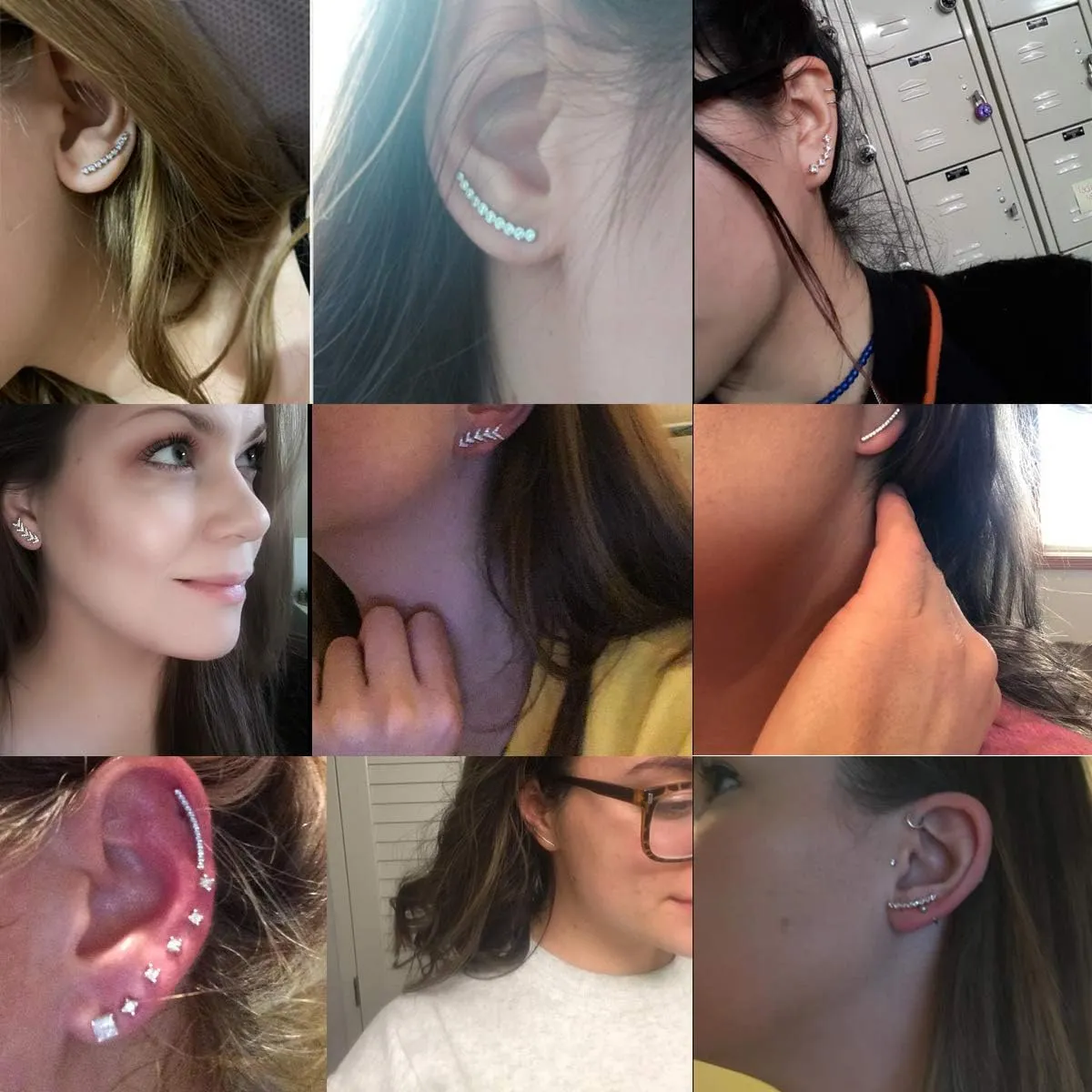 LOYALLOOK 6 Pairs Ear Cuffs Hoop Climber Earrings for Women CZ Leaf Crawler Stud Earring Ball Arrow Cuff Earrings Set