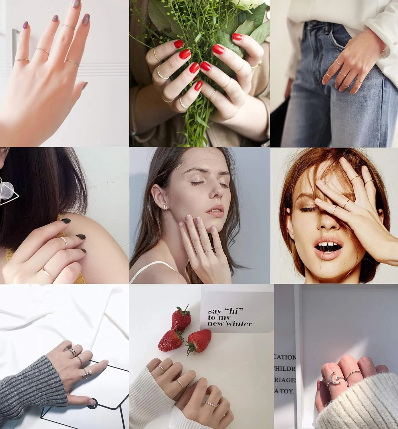 LOYALLOOK 8-14Pcs 1mm Stainless Steel Women's Plain Band Knuckle Stacking Midi Rings Comfort Fit Silver/Gold/Rose Tone