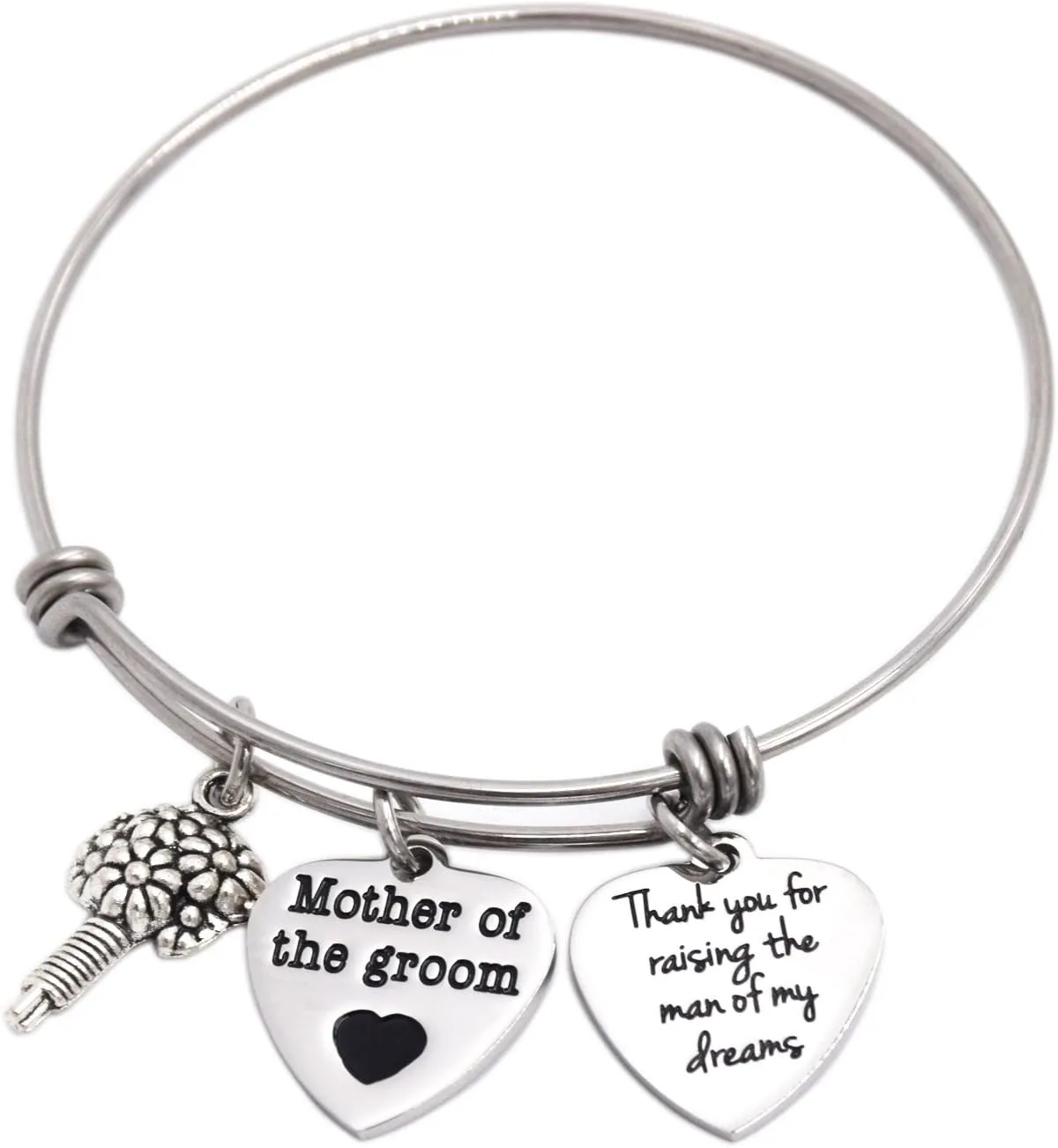 LParkin Mother of The Groom Gifts Mother in Law Gifts from Daughter in Law Bangle Bracelets Thank You for Raising The Man of My Dreams Bracelet Wedding Gift