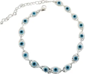 Lucky Turkish Evil Eye Beads Bracelet Link Chain for Women Girlfriend Friend Colorful Link Chain Good Luck Protection Amulet Prayer Bracelet Friendship Jewelry Gift