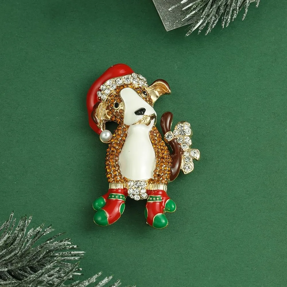 Madison Tyler Christmas Cat & Dog Pins for Women | Cute Pave Rhinestone Epoxy Holiday Brooches | Pins for Backpacks Sweaters or Jackets | Holiday Gifts for All