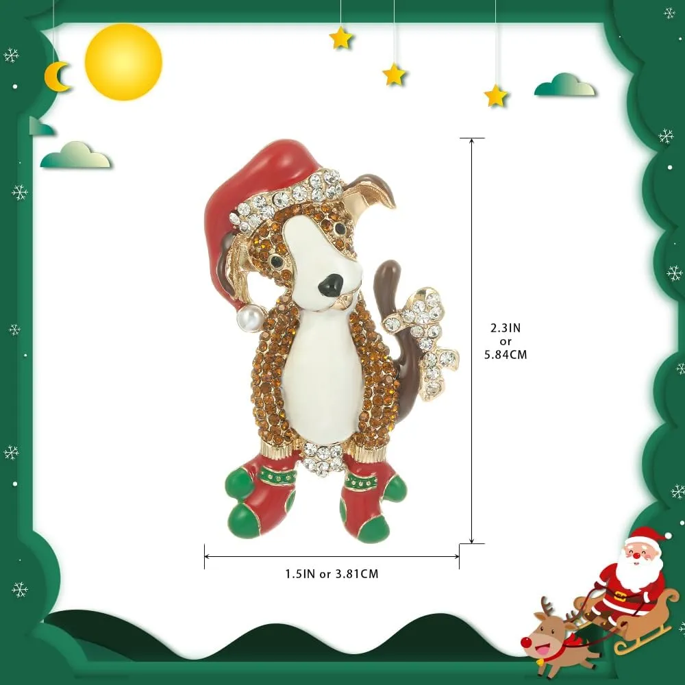 Madison Tyler Christmas Cat & Dog Pins for Women | Cute Pave Rhinestone Epoxy Holiday Brooches | Pins for Backpacks Sweaters or Jackets | Holiday Gifts for All