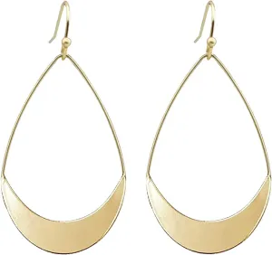 MALOYANVE Teardrop Earrings for Women Boho Fashion Large Gold Silver Waterdrop Simple Lightweight Hollow Metal Drop Dangle Statement Earrings Jewelry Gifts