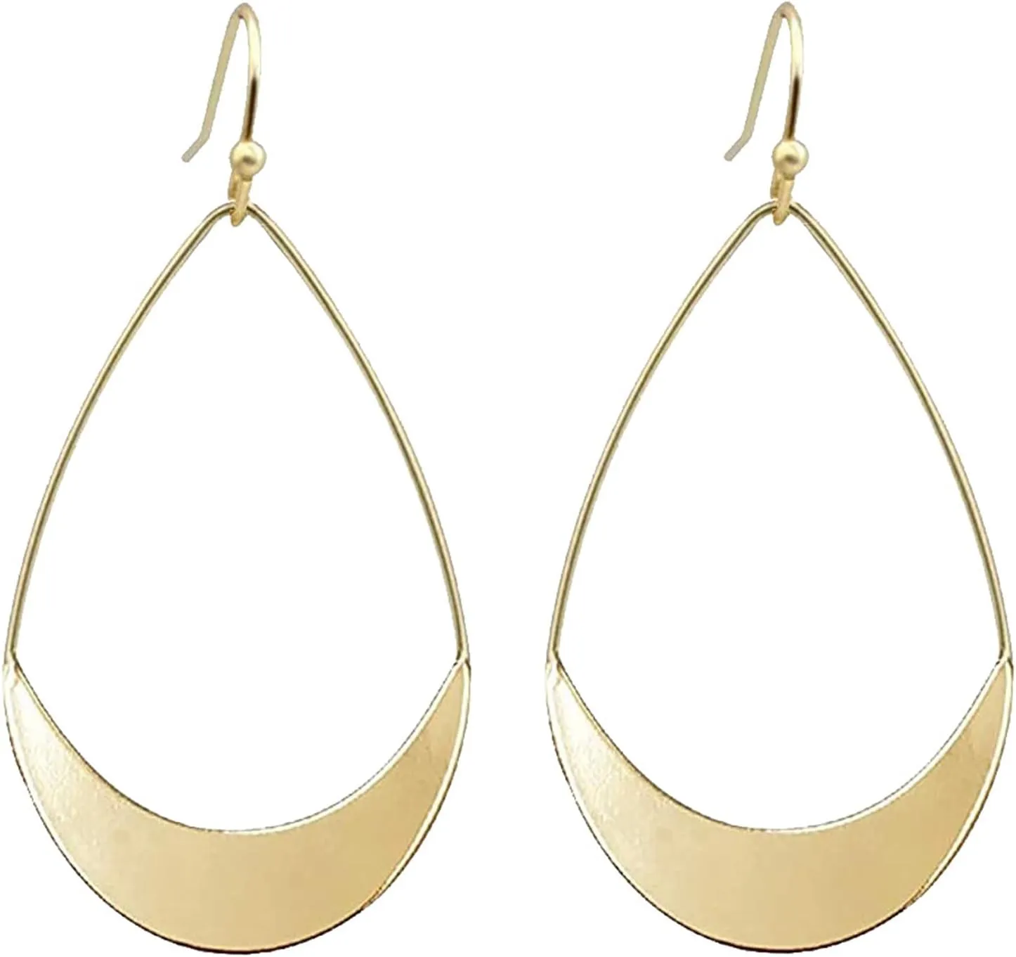 MALOYANVE Teardrop Earrings for Women Boho Fashion Large Gold Silver Waterdrop Simple Lightweight Hollow Metal Drop Dangle Statement Earrings Jewelry Gifts