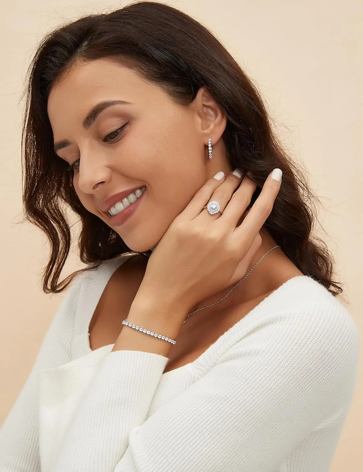 Mameloly 3mm Cubic Zirconia Classic Tennis Bracelet Silver Round Charm CZ Bracelets for Women Size 6.5-7.5 Inch