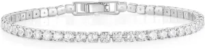 Mameloly 3mm Cubic Zirconia Classic Tennis Bracelet Silver Round Charm CZ Bracelets for Women Size 6.5-7.5 Inch