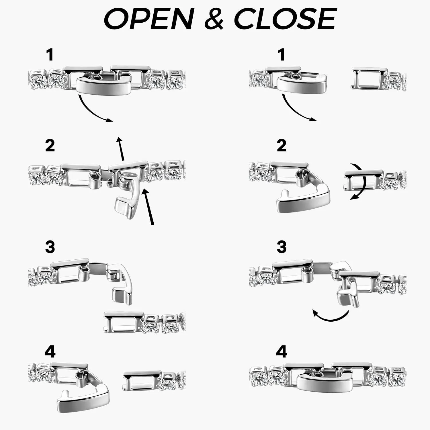 Mameloly 3mm Cubic Zirconia Classic Tennis Bracelet Silver Round Charm CZ Bracelets for Women Size 6.5-7.5 Inch
