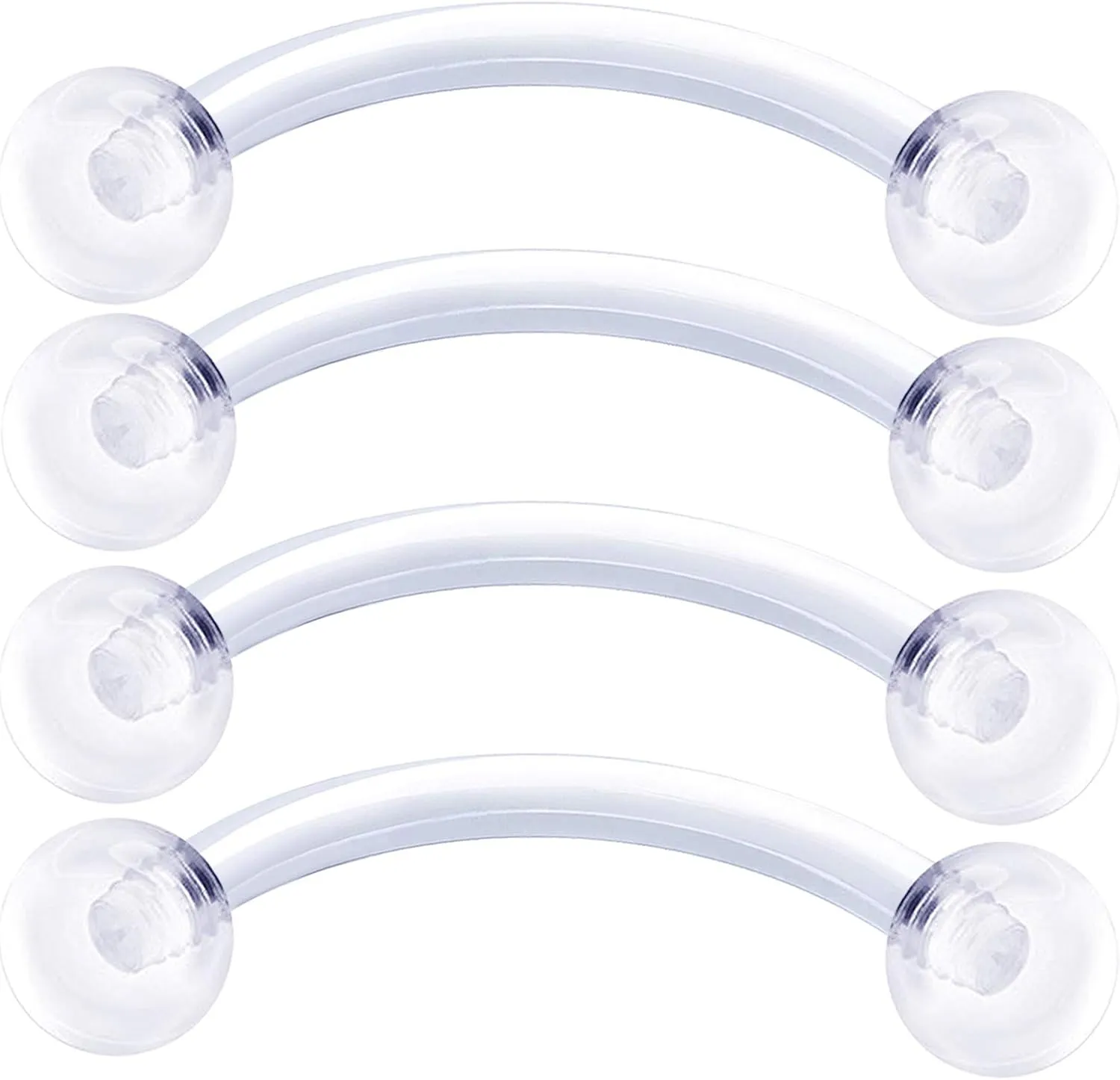 MATIGA 4Pcs Retainer Flexible Clear 16g Barbell Curved Piercing Jewelry Cartilage Rook Tragus Eyebrow 3mm Acrylic Ball More Choices