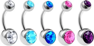 MATIGA Surgical Steel 14 gauge 5/16 8mm Belly Button Rings Piercing Jewelry Ear Lobe Earring navel 8mm 5mm Crystal Ball More Choices