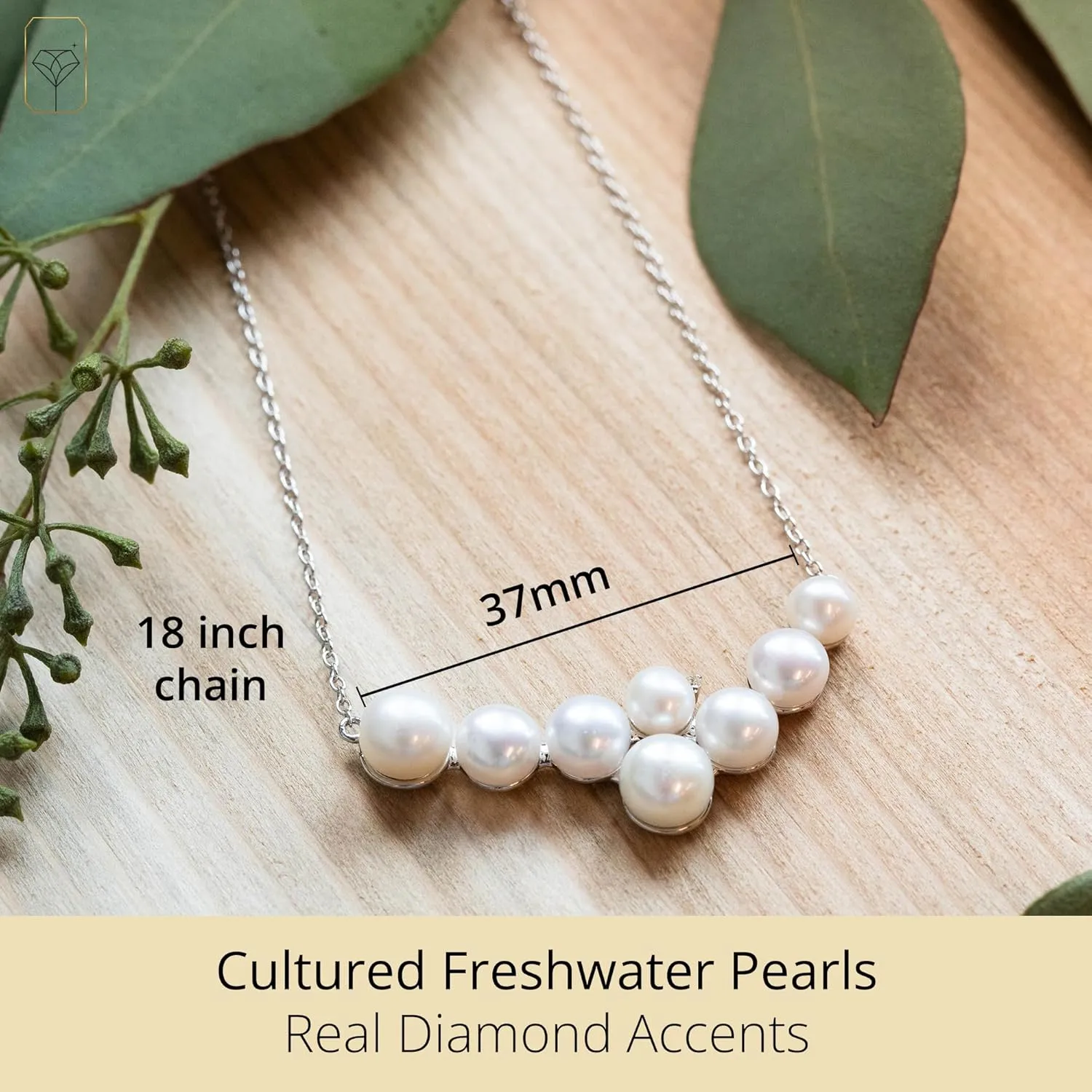 MAX   STONE Freshwater Pearl Necklace for Women in Sterling Silver | Pearl Necklace with Diamond Accent | Real Pearl Pendant Necklace for Women in Various Designs