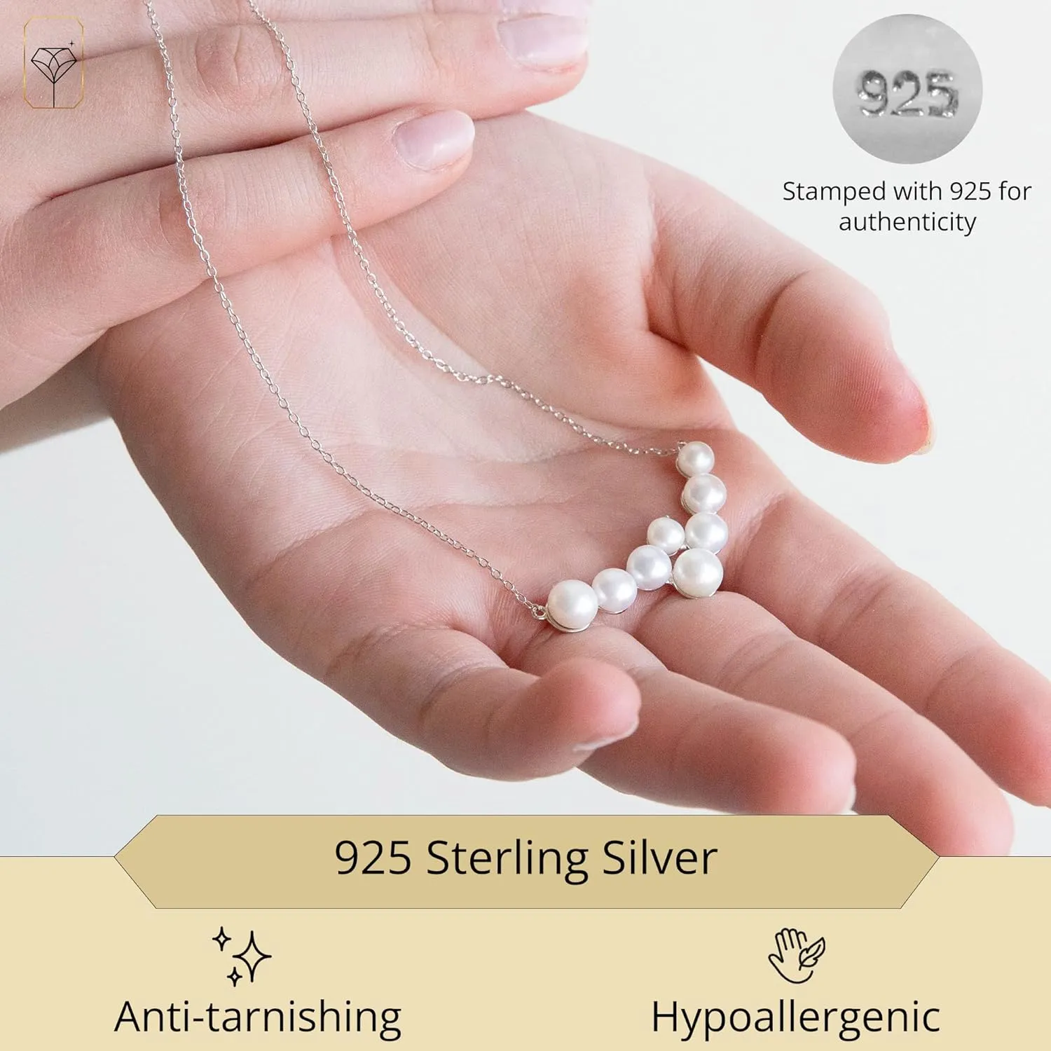 MAX   STONE Freshwater Pearl Necklace for Women in Sterling Silver | Pearl Necklace with Diamond Accent | Real Pearl Pendant Necklace for Women in Various Designs