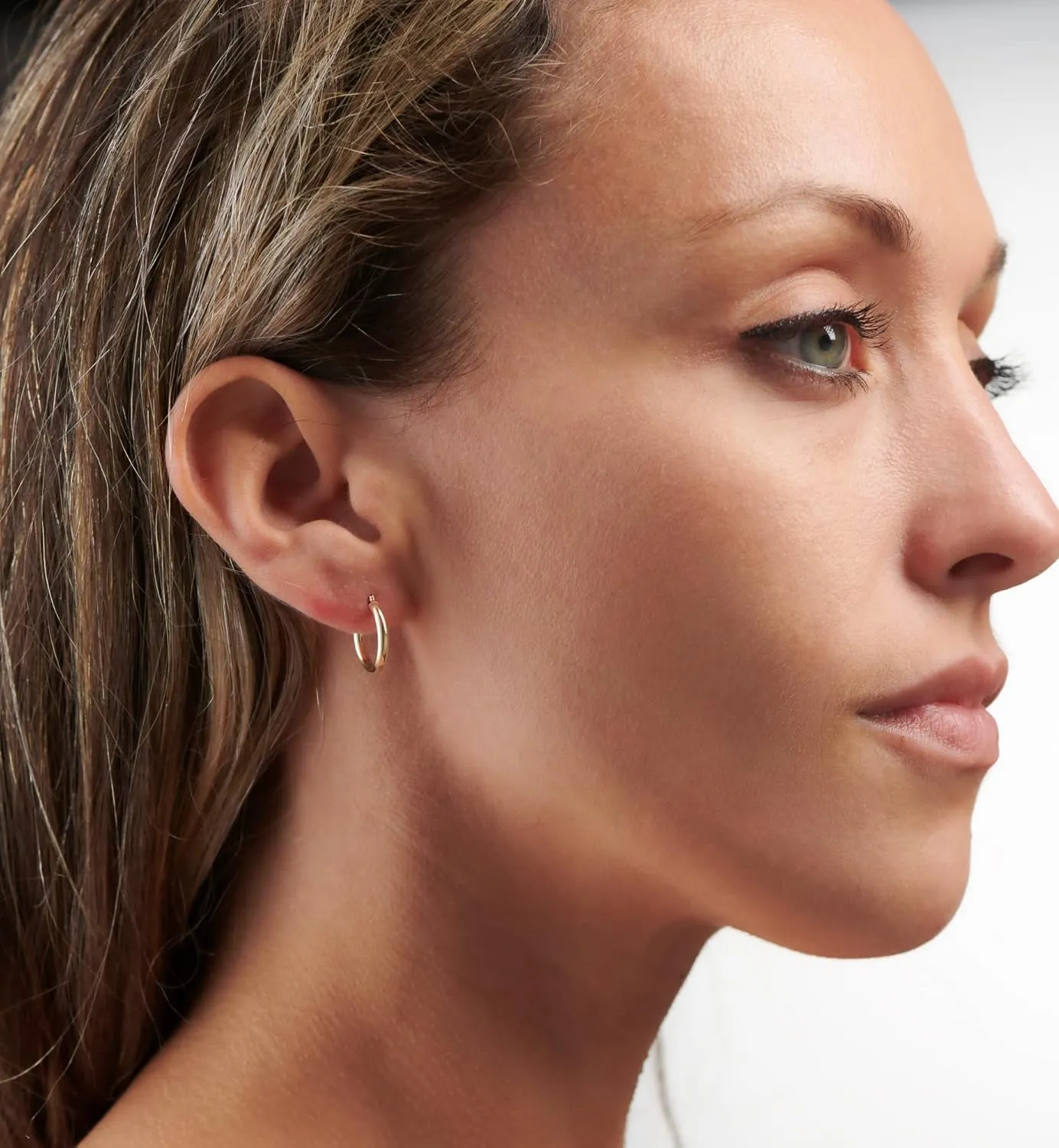 MAZZERI Solid Gold Hoop Earrings 14k Real Gold For Women and Men - Hypoallergenic, Made in the USA, Available in Yellow or White Gold