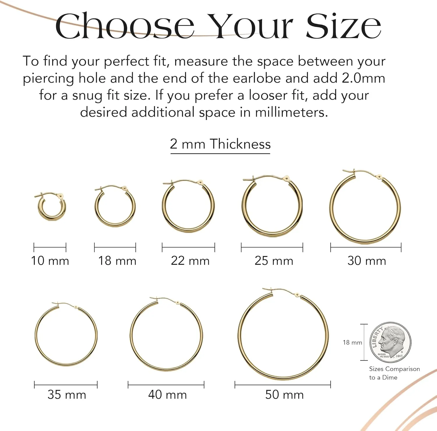 MAZZERI Solid Gold Hoop Earrings 14k Real Gold For Women and Men - Hypoallergenic, Made in the USA, Available in Yellow or White Gold