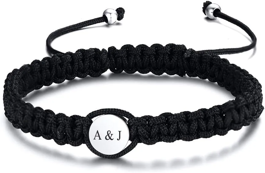 MEALGUET Personalized Alphabet Initial Bracelet - Simple Handmade Braided Macrame Friendship Couple BFF Gift Idea for Him Her