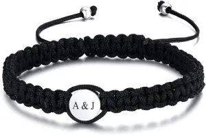 MEALGUET Personalized Alphabet Initial Bracelet - Simple Handmade Braided Macrame Friendship Couple BFF Gift Idea for Him Her