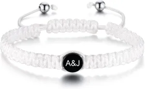 MEALGUET Personalized Alphabet Initial Bracelet - Simple Handmade Braided Macrame Friendship Couple BFF Gift Idea for Him Her
