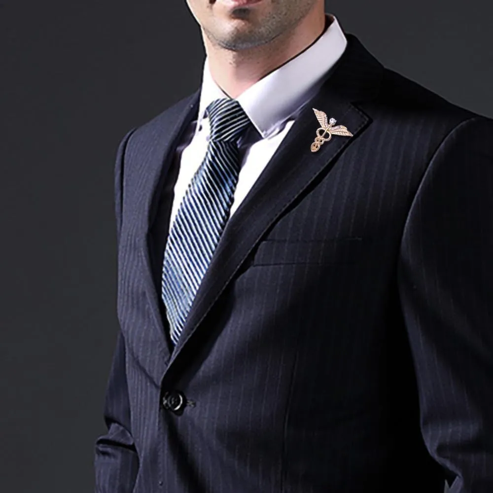 Medical Symbol Caduceus Stethoscope RN Nursing Badge Brooches Lapel Pin for Registered Nurse Doctor Rod of Asclepius Emergency Brooch Jewelry