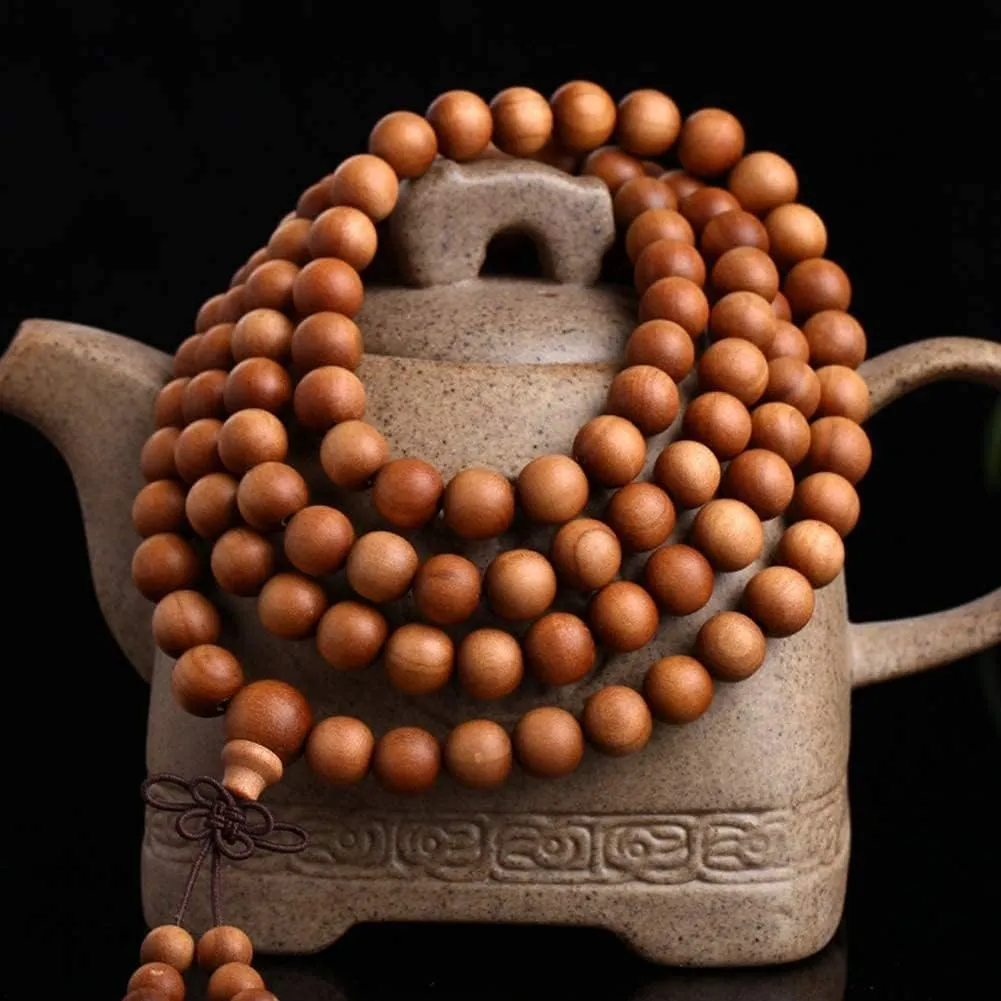 Meditation Buddhist Prayer Beads Necklace, Bracelet, 108 Prayer Beads Bracelet Mala Tibetan Buddhist Sandalwood Necklace Handmade Christmas Thanksgiving Elegant Jewelry (Size : 8MM)