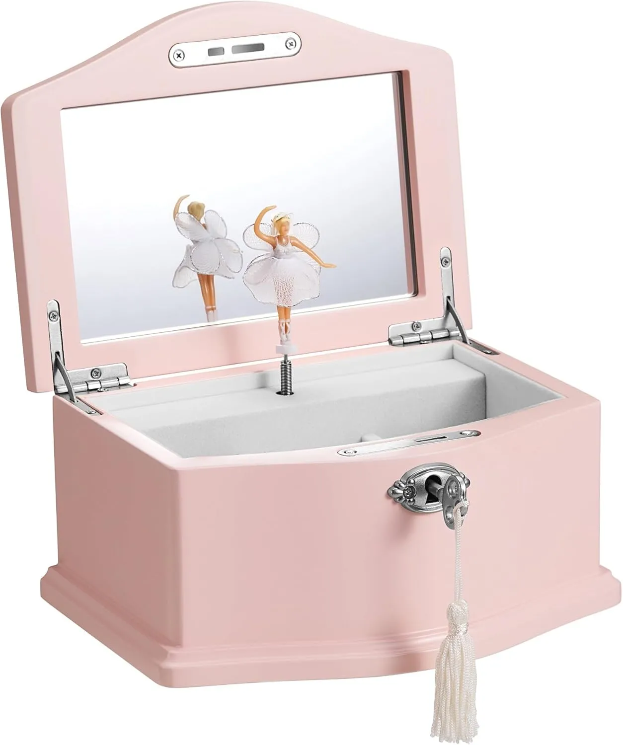 Medium Pink Ballerina Musical Jewelry Box with Mirror and Lock for Girls,Pink Kid's Jewelry Storage Music Chest,Gifts for Christmas,New Year and All Hoidays