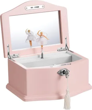 Medium Pink Ballerina Musical Jewelry Box with Mirror and Lock for Girls,Pink Kid's Jewelry Storage Music Chest,Gifts for Christmas,New Year and All Hoidays
