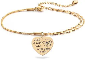Melix Home Baby Yo-da Gifts Cute Mandalorian Bracelet Gift For Women Daughter Teen Girls Yo-da Stuff Bracelets Birthday Present