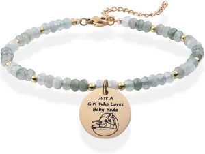 Melix Home Baby Yo-da Gifts Cute Mandalorian Natural Stone Bracelet Gift For Women Daughter Teen Girls Yo-da Stuff Bracelets