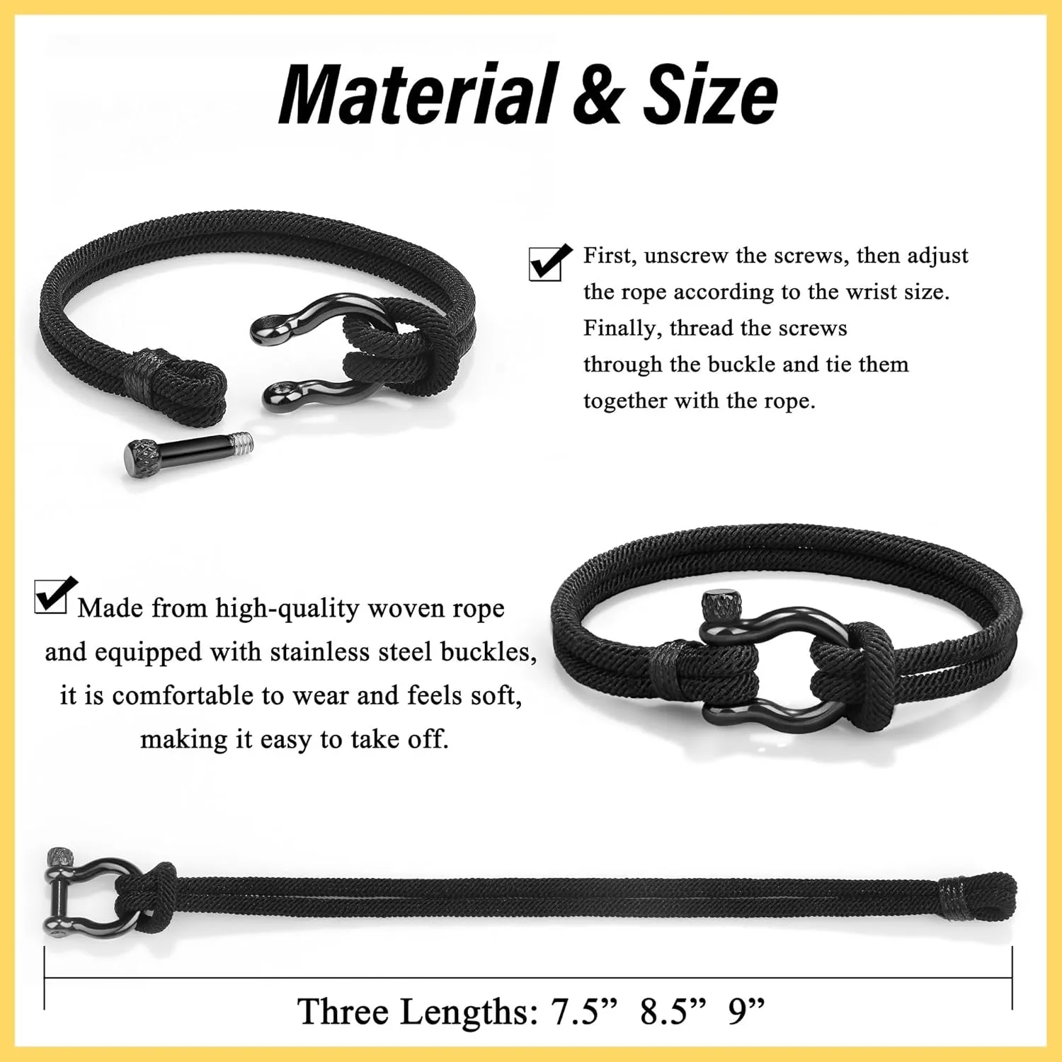 Memgift To My Man Bracelet Gifts for Son Grandson Nephew Brother Dad Bracelets Birthday Father's Day Valentine's Day Gifts for Teen Boys Attention to Size