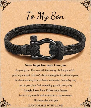 Memgift To My Man Bracelet Gifts for Son Grandson Nephew Brother Dad Bracelets Birthday Father's Day Valentine's Day Gifts for Teen Boys Attention to Size