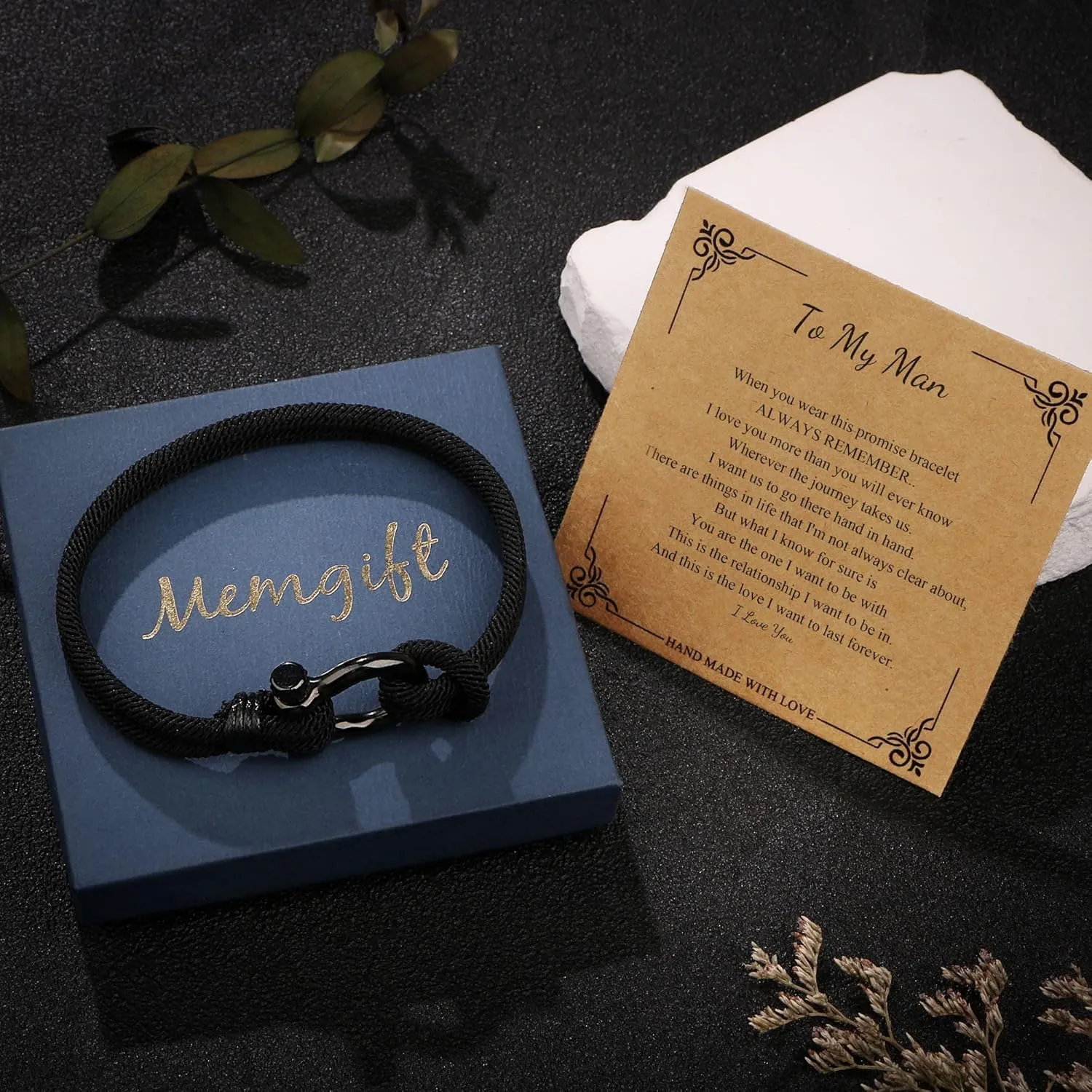 Memgift To My Man Bracelet Gifts for Son Grandson Nephew Brother Dad Bracelets Birthday Father's Day Valentine's Day Gifts for Teen Boys Attention to Size