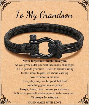 Memgift To My Man Bracelet Gifts for Son Grandson Nephew Brother Dad Bracelets Birthday Father's Day Valentine's Day Gifts for Teen Boys Attention to Size
